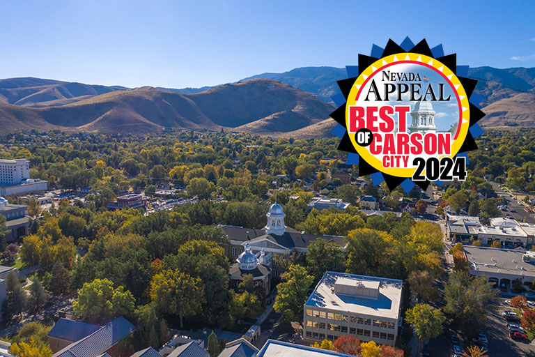 Carson City landscape with Nevada Appeal's 2024 Best of Carson City Awards Logo