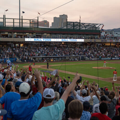 Fans cheering at Greater Nevada Field